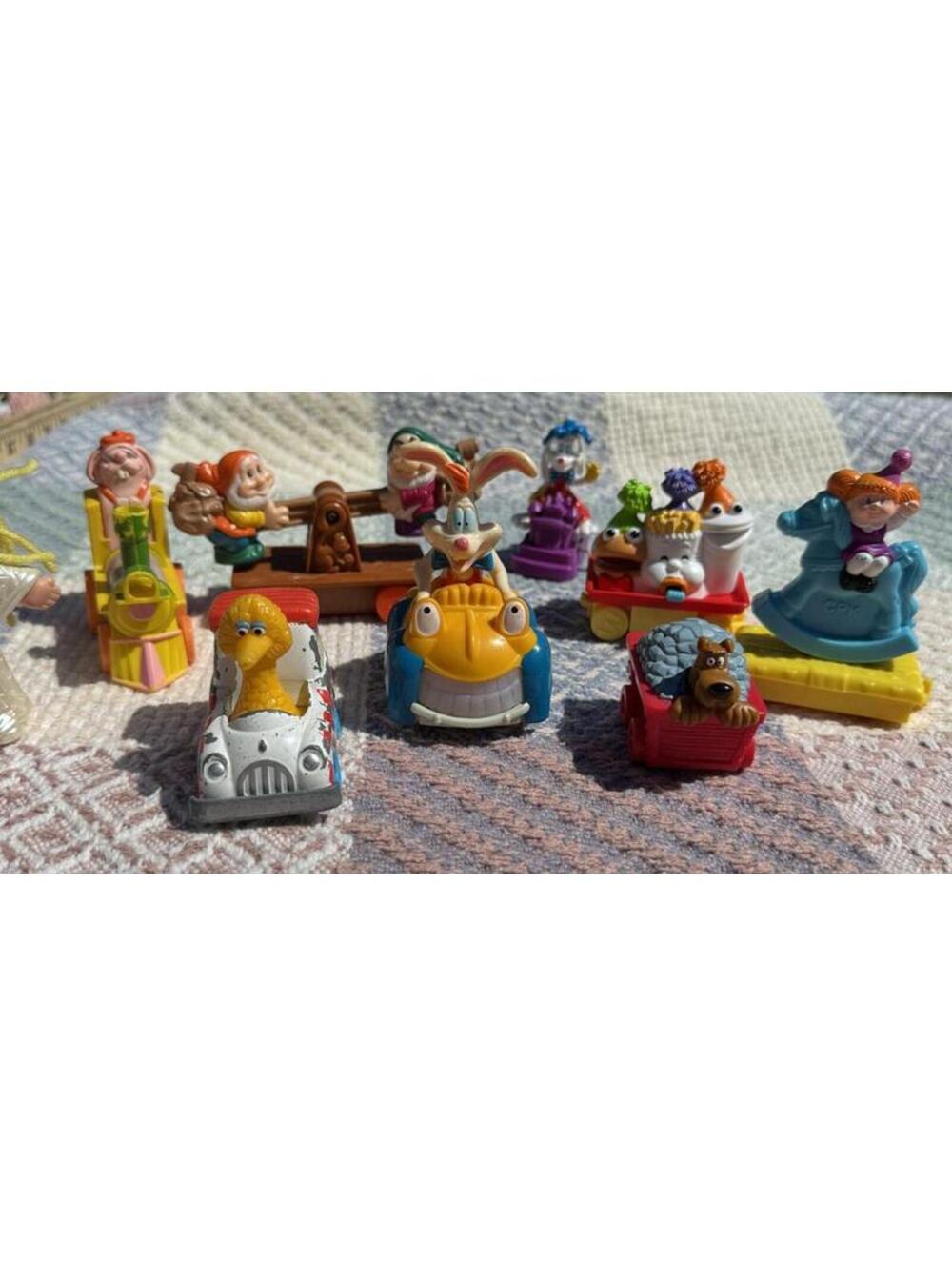 Vintage Cartoon Character Toy Cars and Figurines Set